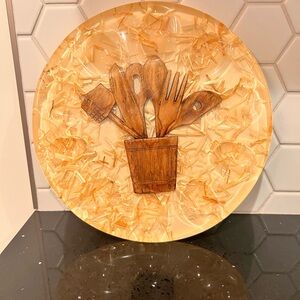 1960-1970s Decorative Resin Deviled Egg Plate with Utensil Design